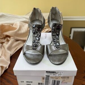 Pewter Women's Heels with Gemstones